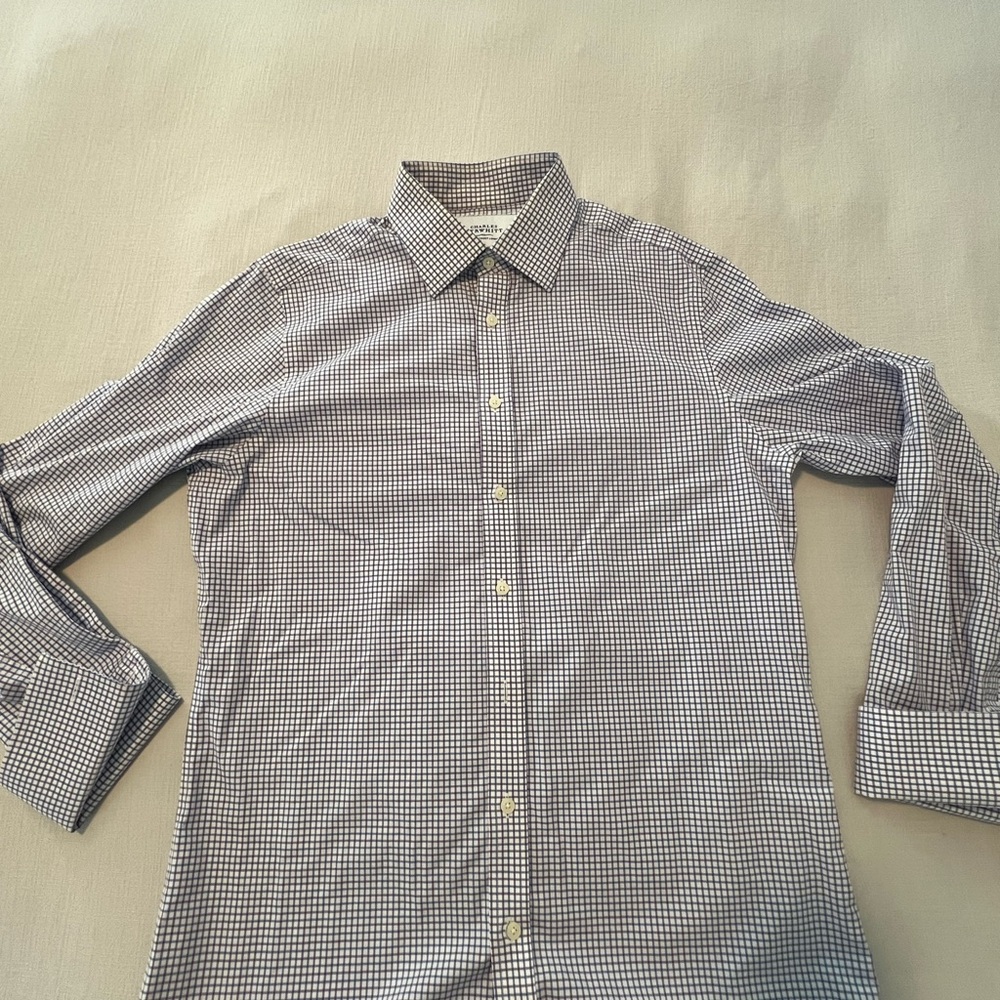 Charles Tyrwhitt Navy and Purple Check Dress Shirt